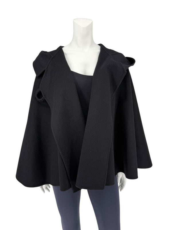 Giorgio Armani Black Wool-Cashmere Hooded Cape – Size IT 46 / US 10