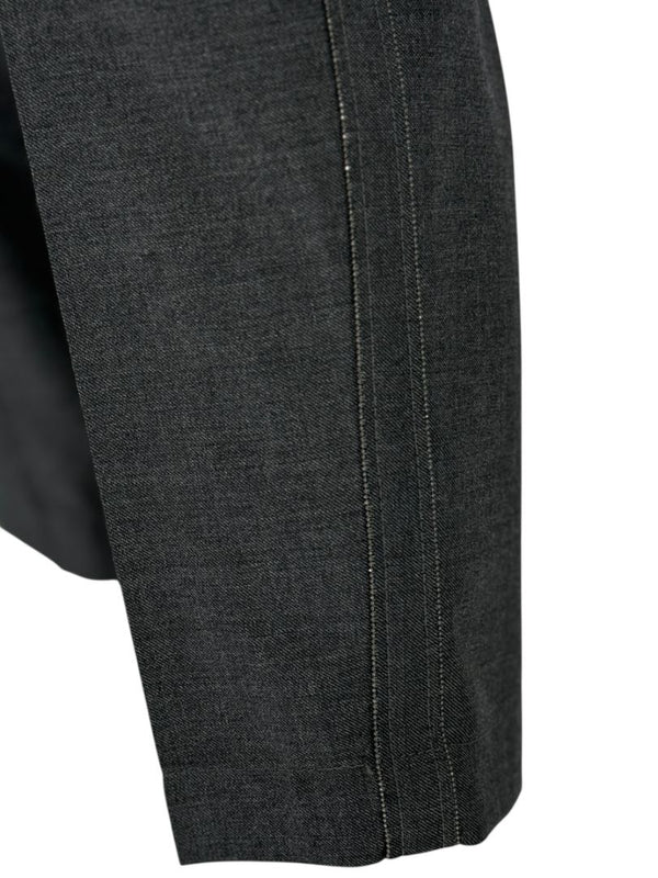 Brunello Cucinelli Monili Trim Charcoal Wool Pleated Tapered Pants - Size IT 42 / US 6
