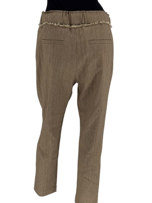 Brunello Cucinelli Taupe Linen-Cotton Drawstring Pants - Size IT 44 / US 8