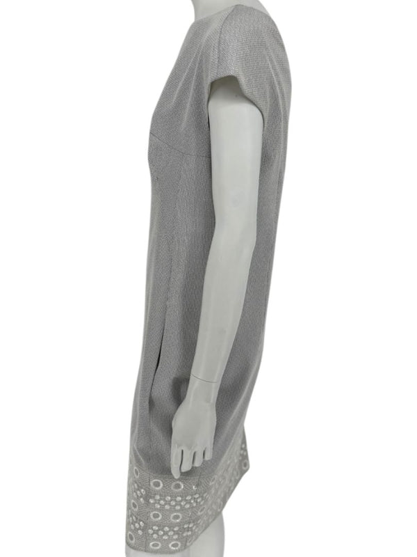 Pamella Roland Grey Beaded Sheath Dress – Large