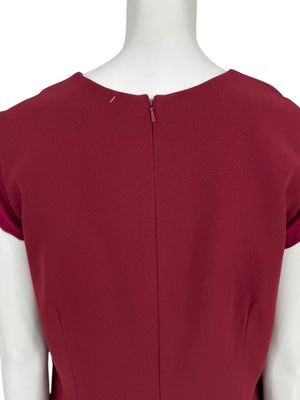 Pamella Roland Burgundy Cap-Sleeve Jumpsuit with Sheer Sash – Large