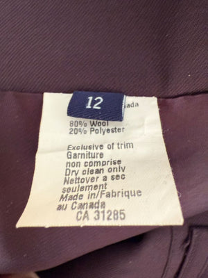 Ron Leal Aubergine Wool-Blend Two-Piece Set – Size 12