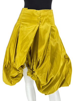 Pauw Amsterdam Chartreuse Silk Sculptural Skirt – Size 3