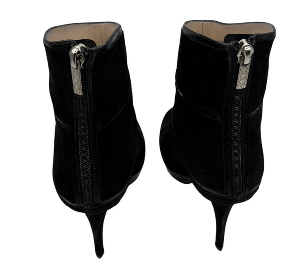 Christian Dior Black Suede & Patent Leather Platform Booties – Size 37