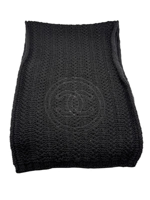 Chanel Cashmere Black CC Chain Scarf