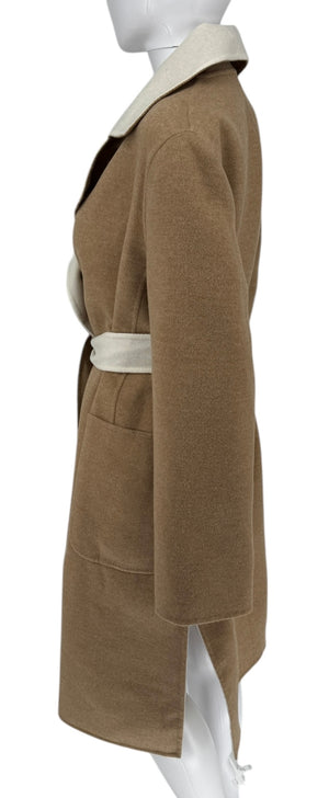 Kiton Brown & Ivory Reversible Cashemere Coat - NWT - Size 10