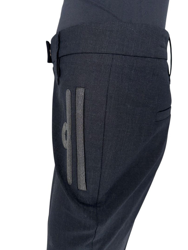 Brunello Cucinelli Embellished Wool Blend Trousers - Size US 10