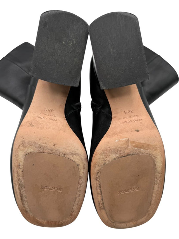 Sportmax Black Leather Square Toe Boots – Size 38.5