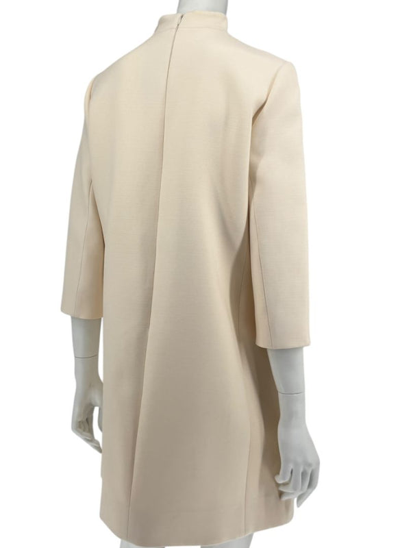 CHRISTIAN DIOR Ivory Wool-Silk Dress with Heart Appliqué - Size 10