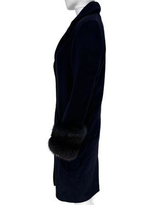 Pamella Roland Navy Coat Fox Fur Cuffs – Size L