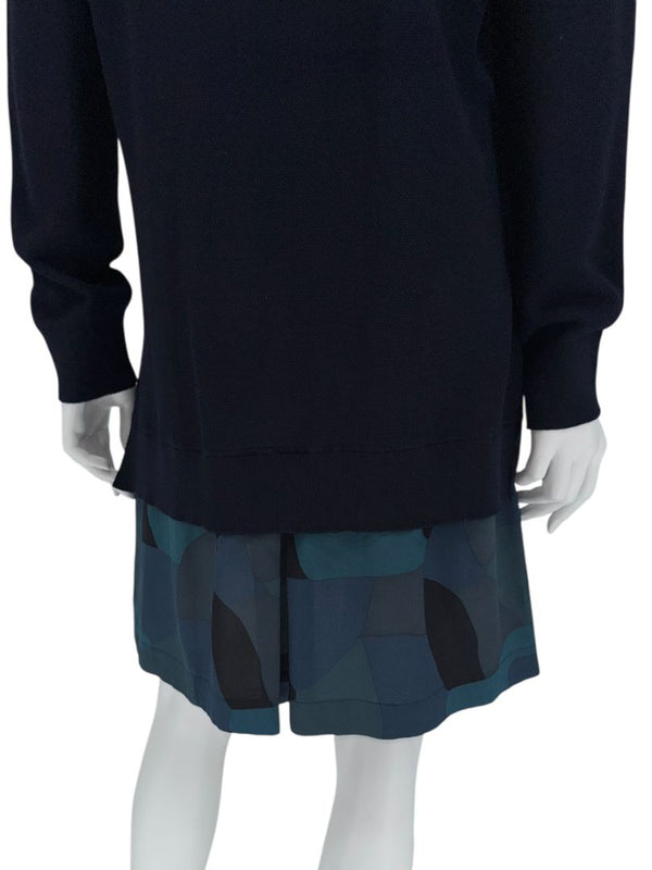 Louis Vuitton Navy Knit Tunic Dress with Printed Hem - Size L
