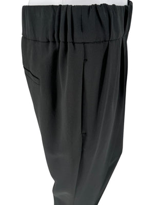 Brunello Cucinelli Black Tapered Pull-On Trousers with Side Pockets – US 8