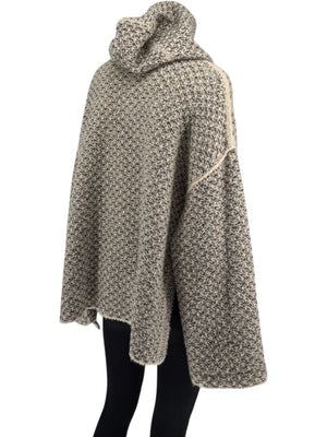 Loro Piana Taupe & Black Textured Cashmere Hooded Sweater - Size S