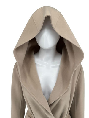 S Max Mara Camel Hooded Wrap Coat – Size 10 (IT 42)
