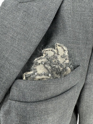 Brunello Cucinelli Charcoal Gray Virgin Wool Cropped Blazer with Monili Trim – Size IT 44