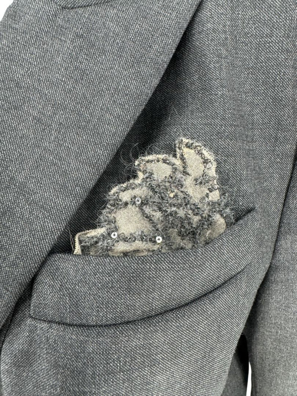 Brunello Cucinelli Charcoal Gray Virgin Wool Cropped Blazer with Monili Trim – Size IT 44