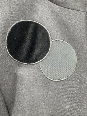 Akris Punto Black Wool Jacket with Leather & Velvet Appliqué – Size US 12