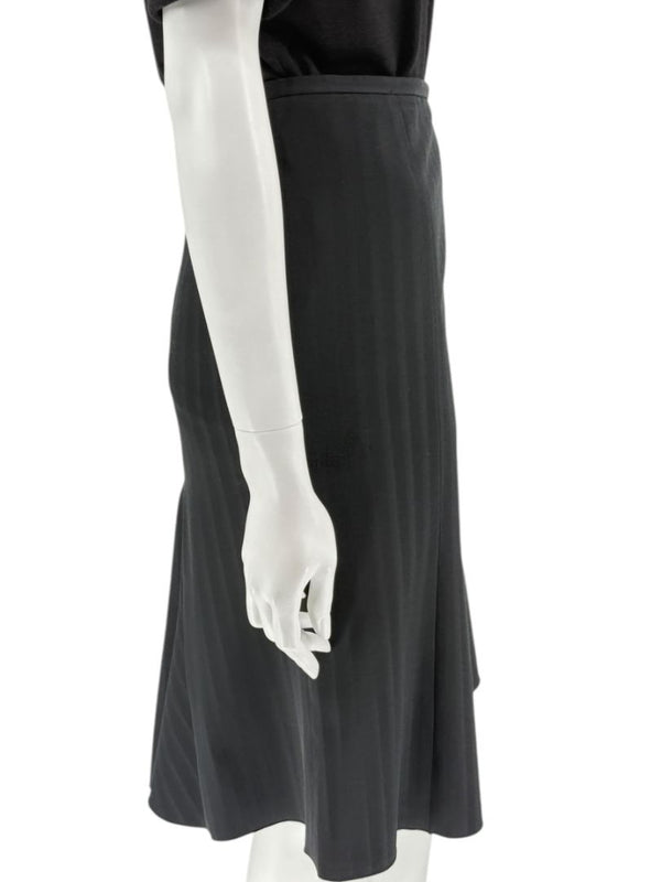 Armani Collezioni Charcoal Pinstripe Flounce-Hem Skirt – Size 12 (IT 48)