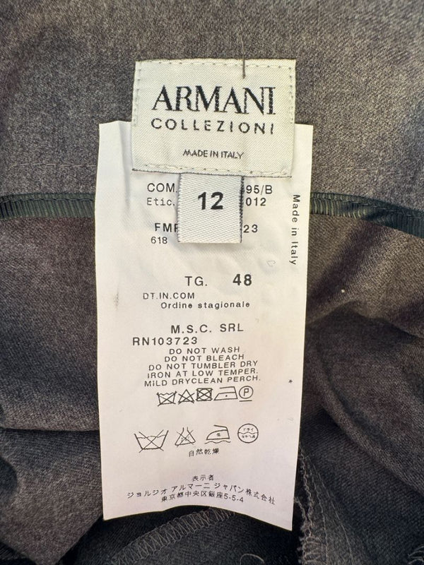 Armani Collezioni Gray High-Waisted Belted Wide-Leg Trousers – Size 10