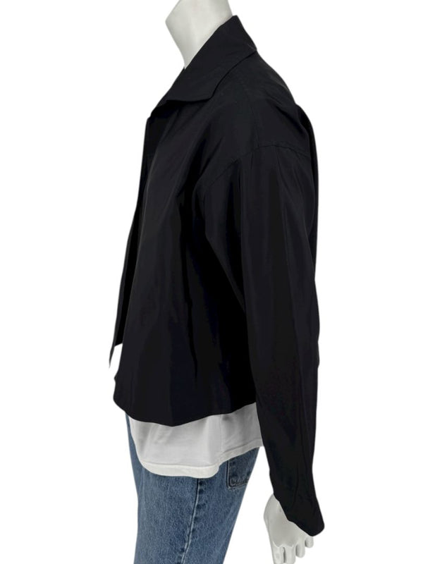 Zoran Black 100% Silk Cropped Jacket – Size Large