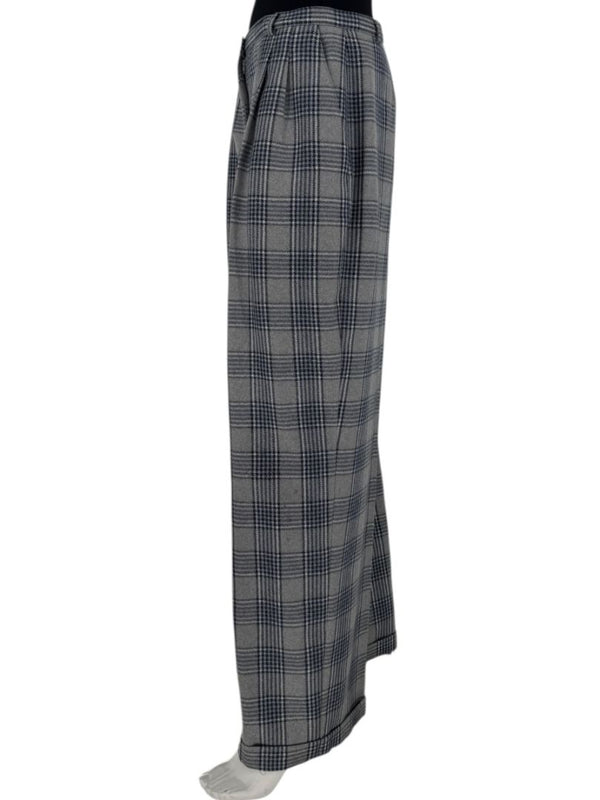 Oscar de la Renta Gray Plaid Wool Trousers – Size 14
