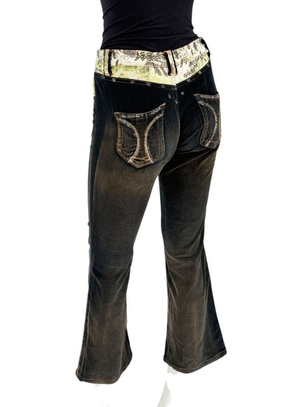 Custo Barcelona Women’s Black Corduroy Western-Inspired Denim-Style Pants – Size 4