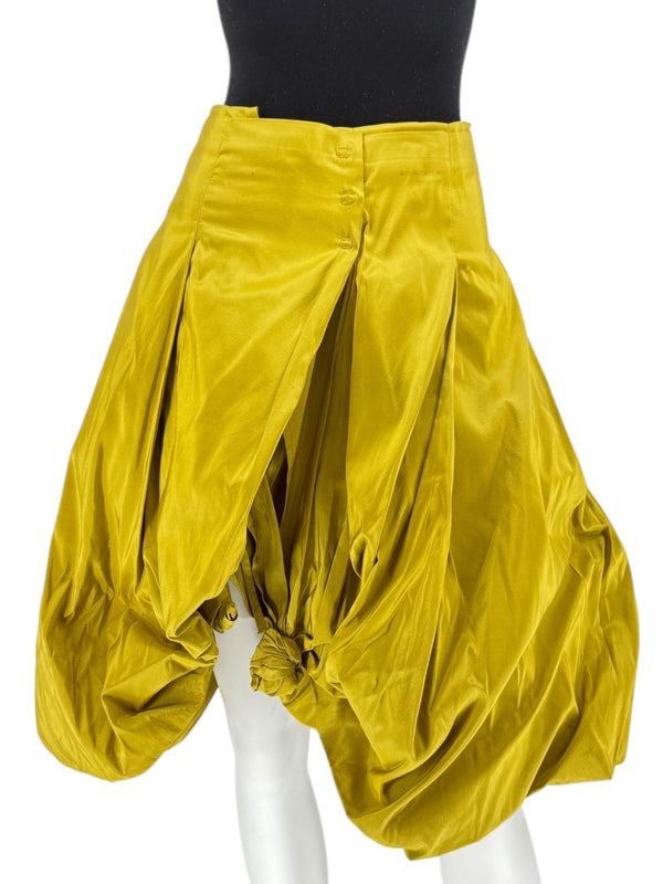 Pauw Amsterdam Chartreuse Silk Sculptural Skirt – Size 3