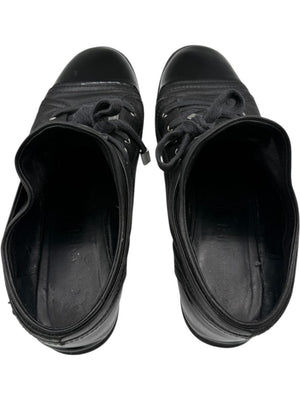 Chanel Black Leather & Patent Cap Toe Sneakers – Size 40