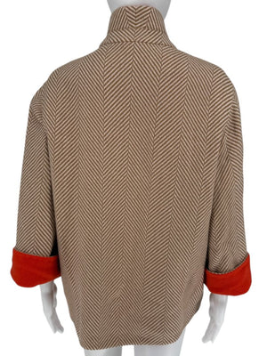 Akris Reversible Herringbone Cape Jacket - Size 10