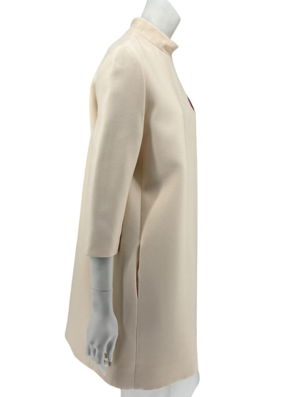CHRISTIAN DIOR Ivory Wool-Silk Dress with Heart Appliqué - Size 10