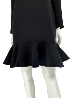 Victoria Victoria Beckham Black Flounce Hem Long Sleeve Dress – Size US 10