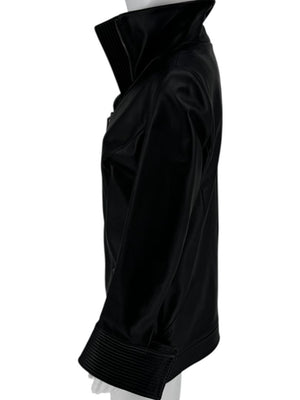 Pamella Roland Black Lambskin Moto-Inspired Leather Jacket – Large