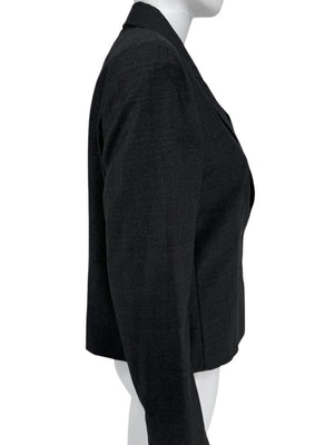 Brunello Cucinelli Charcoal Gray Virgin Wool Cropped Blazer with Monili Trim – Size IT 44