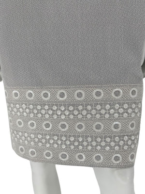 Pamella Roland Grey Beaded Sheath Dress – Large