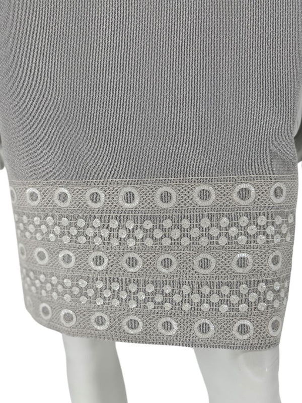 Pamella Roland Grey Beaded Sheath Dress – Large