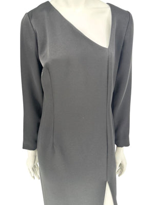 Pamella Roland Black Asymmetric Neckline Gown – Large