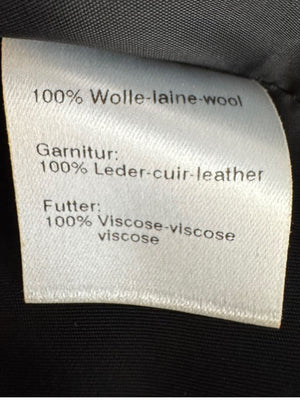 Akris Punto Black Wool Jacket with Leather & Velvet Appliqué – Size US 12