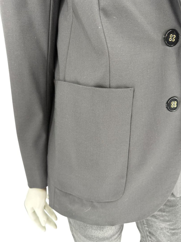 Pamella Roland Black Blazer Jacket Women’s Large – Classic 2 Button Wool Blend Career Workwear