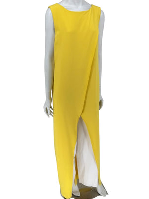 Pamella Roland Yellow Draped Overlay Jumpsuit – Large