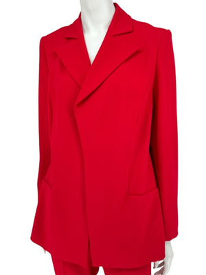Pamella Roland Red Open Front Blazer & Trouser Set – Large