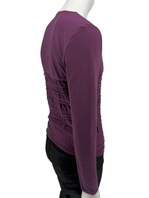 Wolford Plum Textured Pleated Long-Sleeve Top – Large