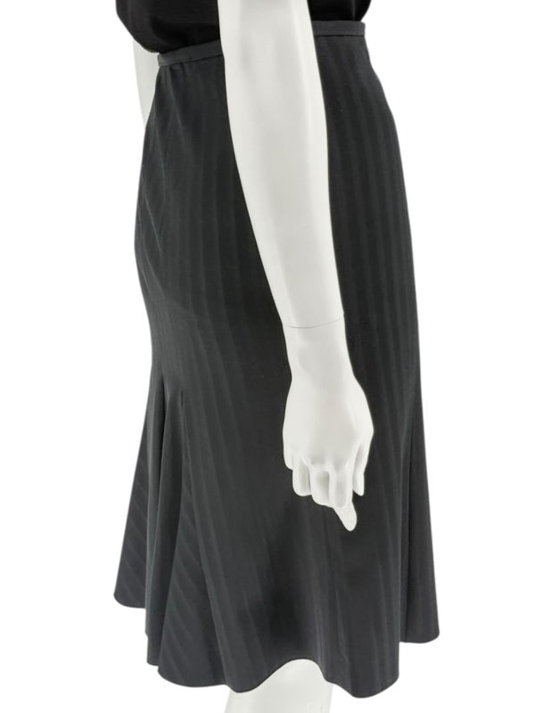 Armani Collezioni Charcoal Pinstripe Flounce-Hem Skirt – Size 12 (IT 48)