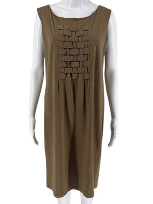 Piazza Sempione Taupe Sleeveless Knit Shift Dress – Size IT 46 (Made in Italy)