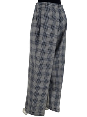 Oscar de la Renta Gray Plaid Wool Trousers – Size 14