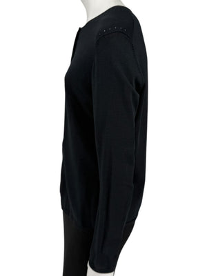 Oscar Navy Rayon-Nylon Knit Cardigan – Size L