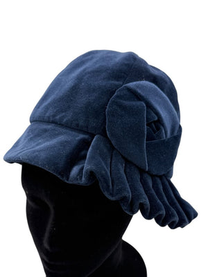 Eugenia Kim Blue Velvet Rosette Cloche-Style Hat