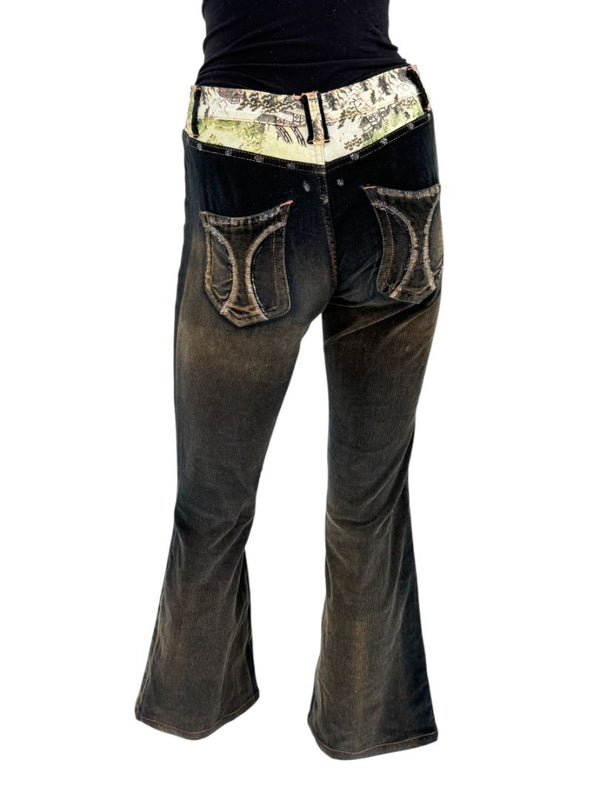 Custo Barcelona Women’s Black Corduroy Western-Inspired Denim-Style Pants – Size 4