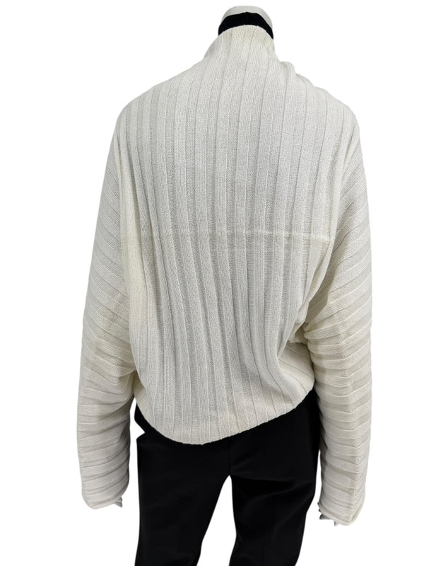 Shirin Guild Ivory Ribbed Knit Shrug