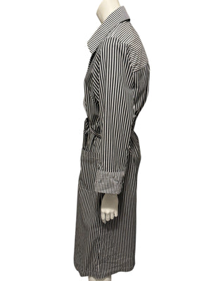 Jennifer Torosian Black & White Striped Belted Duster Jacket – Size S
