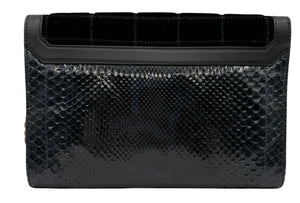 Jimmy Choo Navy Velvet & Snakeskin Chain Shoulder Bag